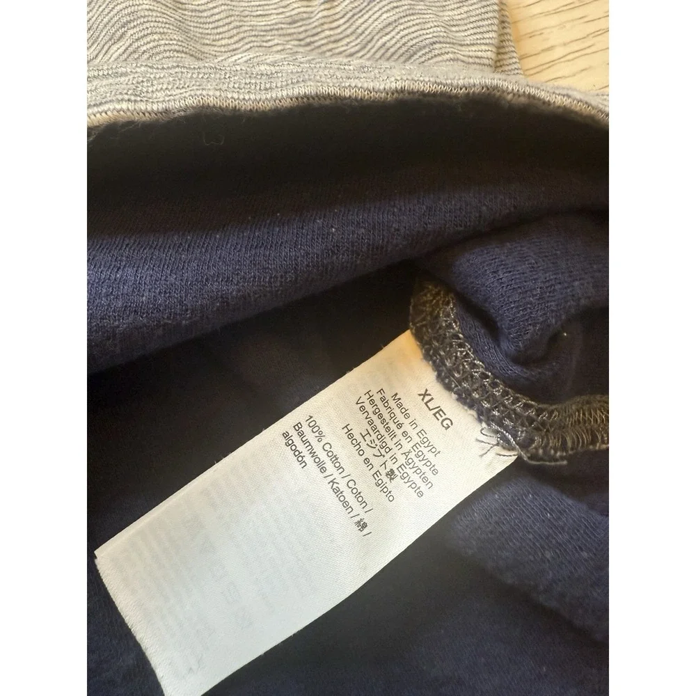 J. Crew Double Knit Navy‎ striped Men's Henley Long Sleeved Tee. Cotton. Sz XL